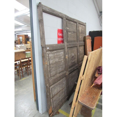 2341 - A large section of Victorian pine panelling, one panel missing 217 x 227cm