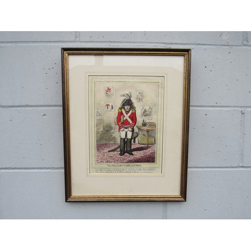 6087 - After James Gillray (1756-1815) A framed and glazed etching with hand colouring - 'The Military Cari... 