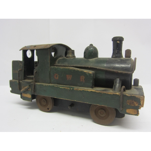 8452A - A scratch built wooden model GWR 0-6-0 locomotive '36025', 29cm long x 16cm tall x 11cm wide (a/f)