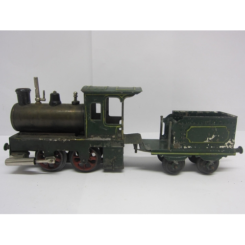 8450 - An Ernst Plank (Germany) gauge 1 live steam 0-4-0 locomotive and tender, with twin cylinders driving... 