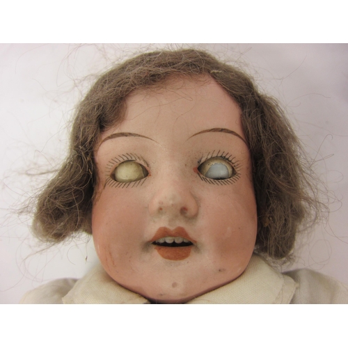 8313 - An Armand Marseille WWI nurse character doll, bisque head with sleepy brown glass eyes, open mouth s... 