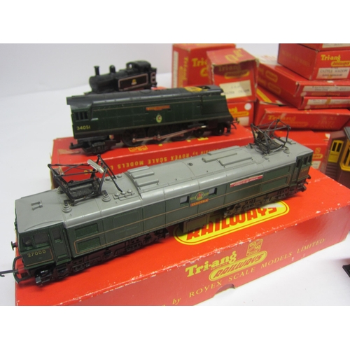 8500 - A collection of boxed, loose and playworn Triang 00 gauge model railway locomotives, rolling stock a... 