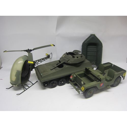 8257 - A collection of playworn Action Man and similar plastic military vehicles to include Hasbro helicopt... 