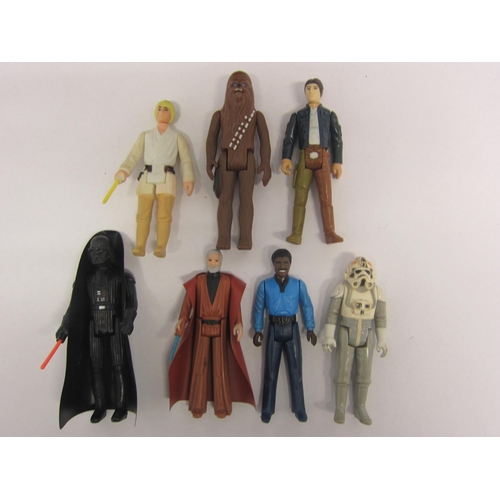 8084 - Seven original Kenner / Palitoy Star Wars action figures to include Luke Skywalker with retractable ... 