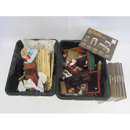 8268A - Two boxes of assorted dolls house furniture and accessories including boxed wood craft assembly kits