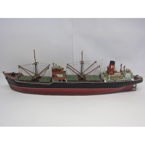 8423 - A wood and fibre glass kit built model ship 'Hudson Bay', finished in black and red with brass prope... 