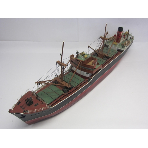 8423 - A wood and fibre glass kit built model ship 'Hudson Bay', finished in black and red with brass prope... 