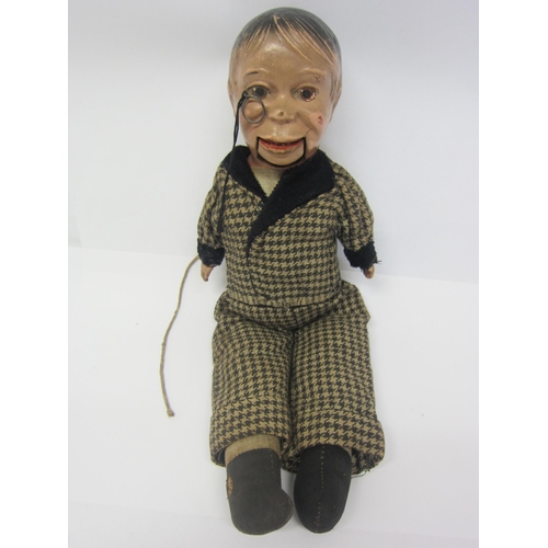 8295 - A 1930s Reliable Toys (Canada) ventriloquist doll, painted composition head with monocle and pull-st... 