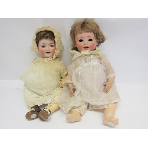 8327 - Two early 20th Century German bisque head dolls to include Simon & Halbig 126 with brown wig, striat... 