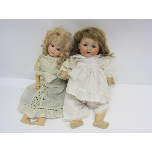 8317 - Two early 20th Century Armand Marseille bisque head dolls, each with striated blue glass eyes, open ... 