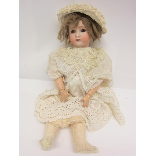 8326 - An Alt Beck & Gottschalk 1362 bisque head girl doll with mousey brown wig, striated blue glass eyes,... 