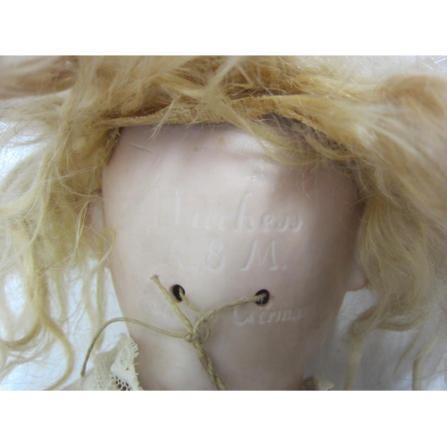 8325 - An early 20th Century Armand Marseille bisque head girl doll with blonde wig, striated blue glass sl... 