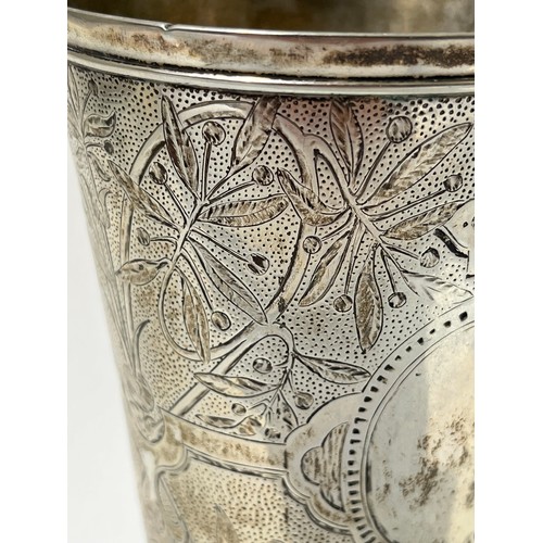 6027 - A Victorian Smith & Son silver tapering vase, London 1867, 18cm tall, 241g