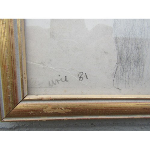 9445 - JOSEPH URIE (Scottish b.1947) A framed and glazed pencil drawing of figures. Signed bottom left and ... 