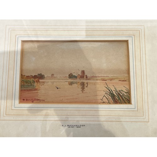 6059 - STEPHEN JOHN Batchelor (1849-1932) two watercolours depicting St Benets Abbey & Heigham Sounds, 10cm... 