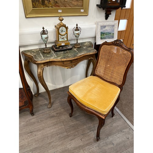 6077 - A 19th Century & later French console table with associated oak bergere chair (2) 77cm x 101cm x 46c... 