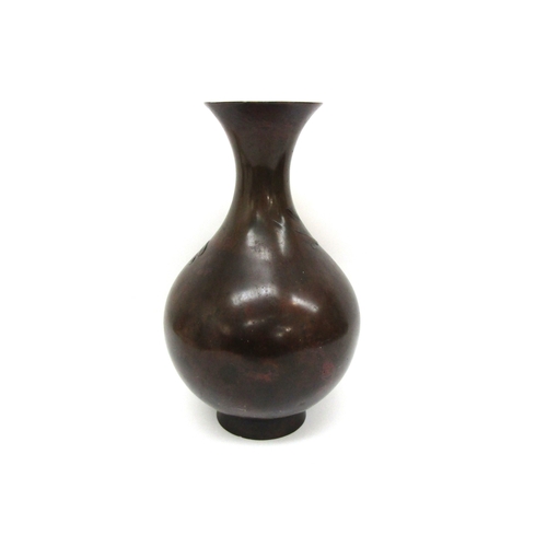 6129 - A Japanese bronze carp vase, seal mark to base a/f, 31cm tall  (R)  £150