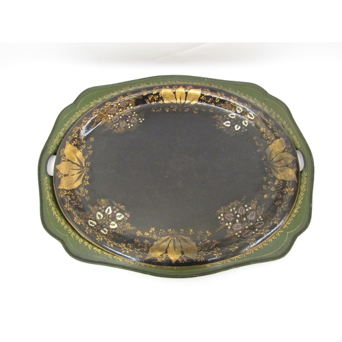 6134 - WITHDRAWN: Four toleware trays of varying sizes including Regency largest 52cm, smallest 17cm