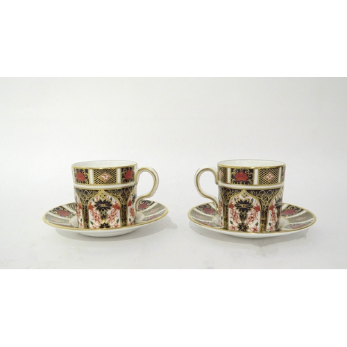 6214 - A pair of Royal Doulton Crown Derby Imari pattern cups and saucers and dish