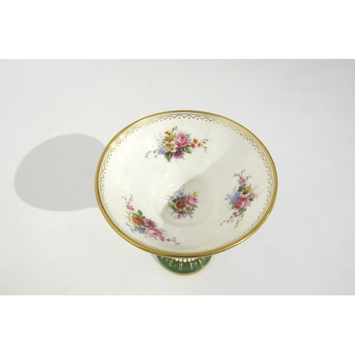 6264 - A Royal Worcester sweetheart pedestal bowl with handpainted floral sprays.  The stem with high relie... 