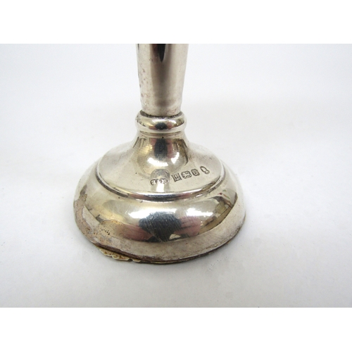 6392 - A silver stem vase (weighted base), silver salt (no liner) and silver walking cane finial (3)