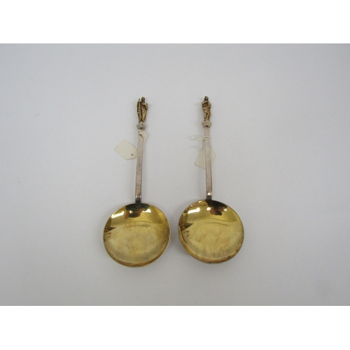 6457 - Two Martin Hall & Co Victorian silver Apostle spoons with silver gilt bowls, Sheffield 1881, 162g