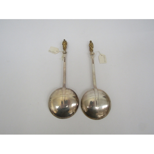 6457 - Two Martin Hall & Co Victorian silver Apostle spoons with silver gilt bowls, Sheffield 1881, 162g