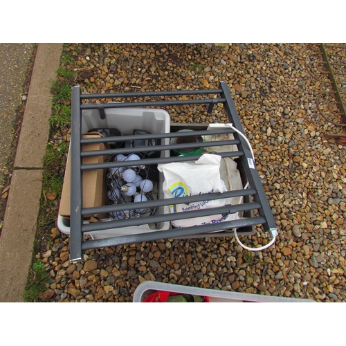 3280 - Outdoor lights, electric towel rail and a box of mixed.  DTI Failure: Please see information pages