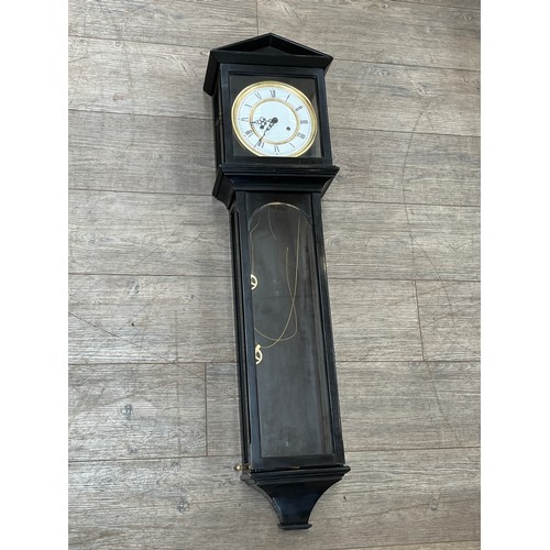 6099 - A late 19th Century Vienna Regulator wall hanging drop dial clock with two train movement striking o... 