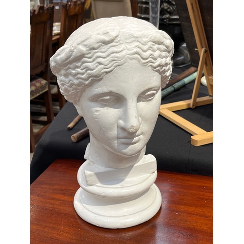 6146 - Signed D Brucciani & Co, plaster bust of Venus, overpainted marked to back, 38cm tall