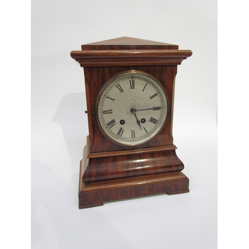 6021 - A 20th Century Leuzkirch walnut bracket clock with silvered dial, 35cm x 25.5cm x 15.5cm