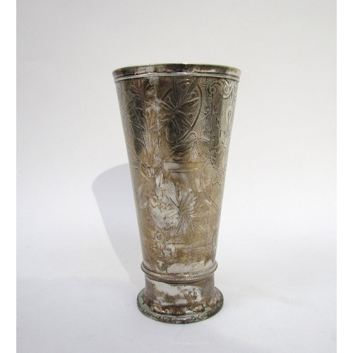 6027 - A Victorian Smith & Son silver tapering vase, London 1867, 18cm tall, 241g