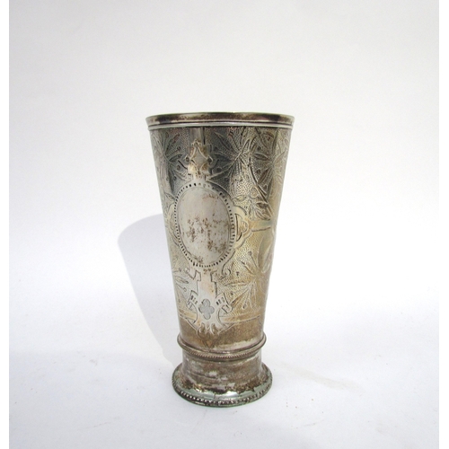 6027 - A Victorian Smith & Son silver tapering vase, London 1867, 18cm tall, 241g