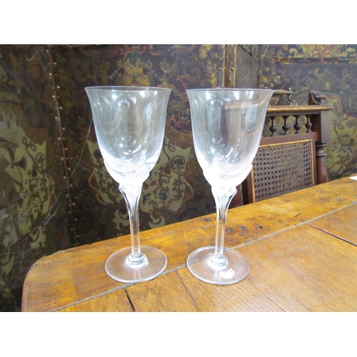 6049 - Twelve French wine glasses with butterfly decoration, chip to one, 19.5cm