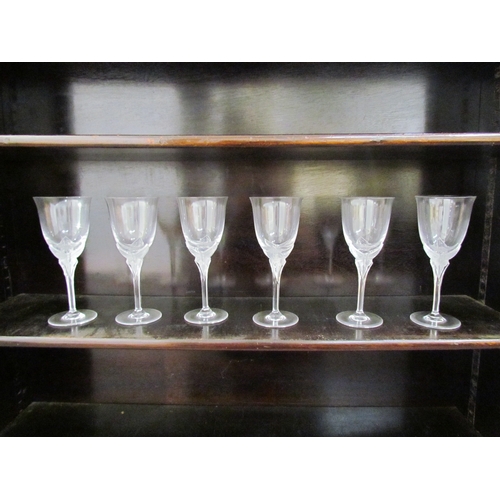 6049 - Twelve French wine glasses with butterfly decoration, chip to one, 19.5cm