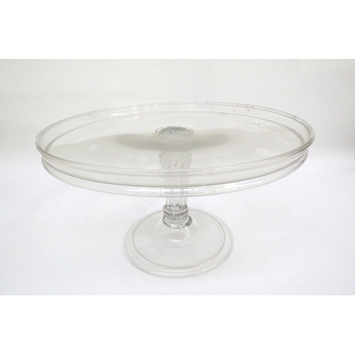 6125 - WITHDRAWN - A 19th Century handmade glass cake-stand, 32.5cm diameter