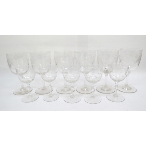 6159 - Six wine glasses and six sherry glasses