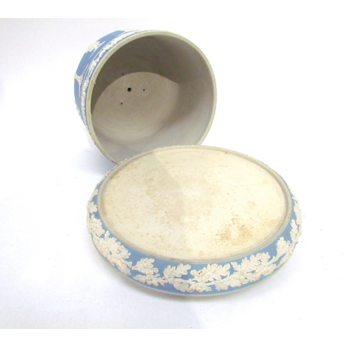 6200 - Most likely wedgwood but unmarked, early 20th century blue jasperware cheese dome, decorated with oa... 