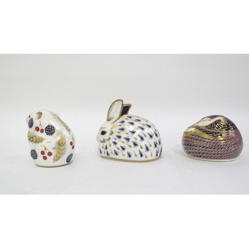 6259 - Three Royal Crown Derby paperweights, rabbit, field mouse and dormouse (3)