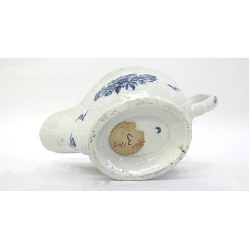 6261 - Two Worcester crescent moon tankards; 'Walk in the Garden' pattern circa 1760, 'Pagoda' pattern with... 