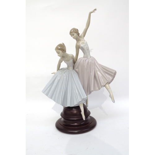 6266 - A Lladro figurine 'Merry Ballet' on wooden base. 47cm tall. No 5035, leg re-glued a/f  (R)  £100 FIR... 