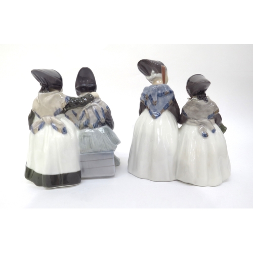 6268 - Two pairs of Royal Copenhagen Amager dress figurines, 18cm and 19cm tall  (R)  £80