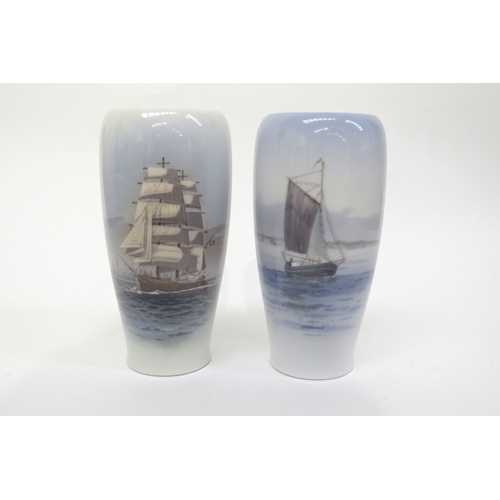 6287 - Two similar Royal Copenhagen maritime scene vases, 17cm tall  (R)  £60