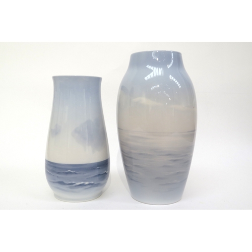 6293 - Two Bing & Grondahl Denmark maritime scene vases, 21cm tall and 25cm tall  (R)_  £50