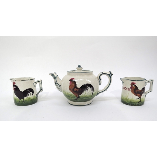 6299 - Wemyss ware teapot and jug both marked T Goode & Co South Audley and similar jug unmarked with cocke... 