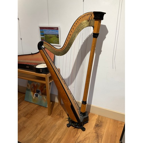 6248 - A Regency harp by I & I Erat of 23 Berners Street, London. Fully strung, Birdseye maple and ebonised... 