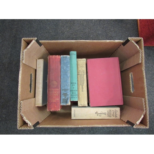 1478 - A box of mixed to include wooden Quran stand, books, framed print, barley twist candlesticks etc.