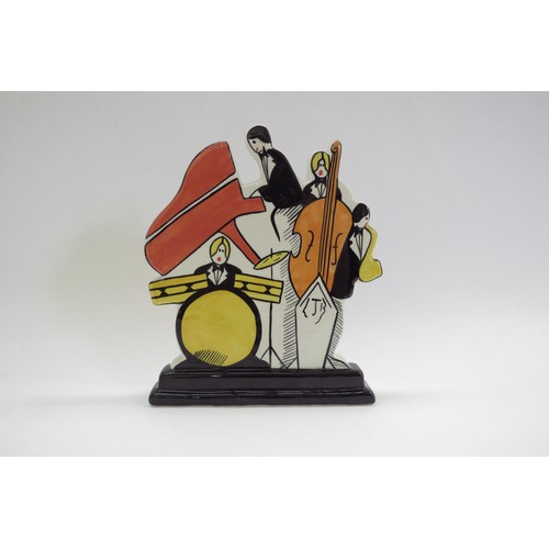 9084 - A Lorna Bailey Pottery limited edition flatback figural group 'Jazz Band'. Marks to verso, signed an... 