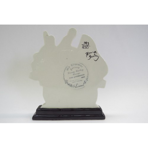 9084 - A Lorna Bailey Pottery limited edition flatback figural group 'Jazz Band'. Marks to verso, signed an... 