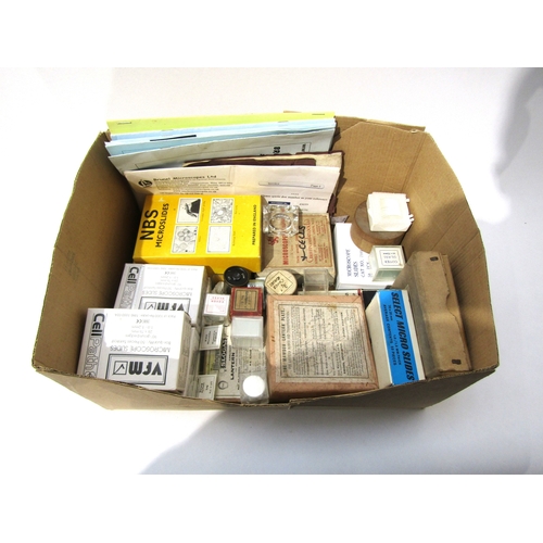 6188 - A box containing microscope slides etc